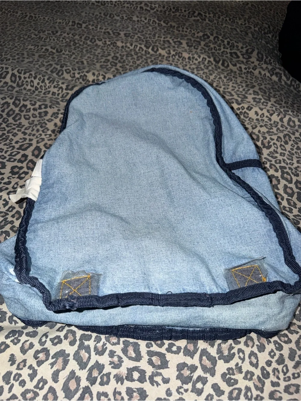 Disney Light Blue Denim Backpack with Mickey, Donald, Goofy & Pluto Patch